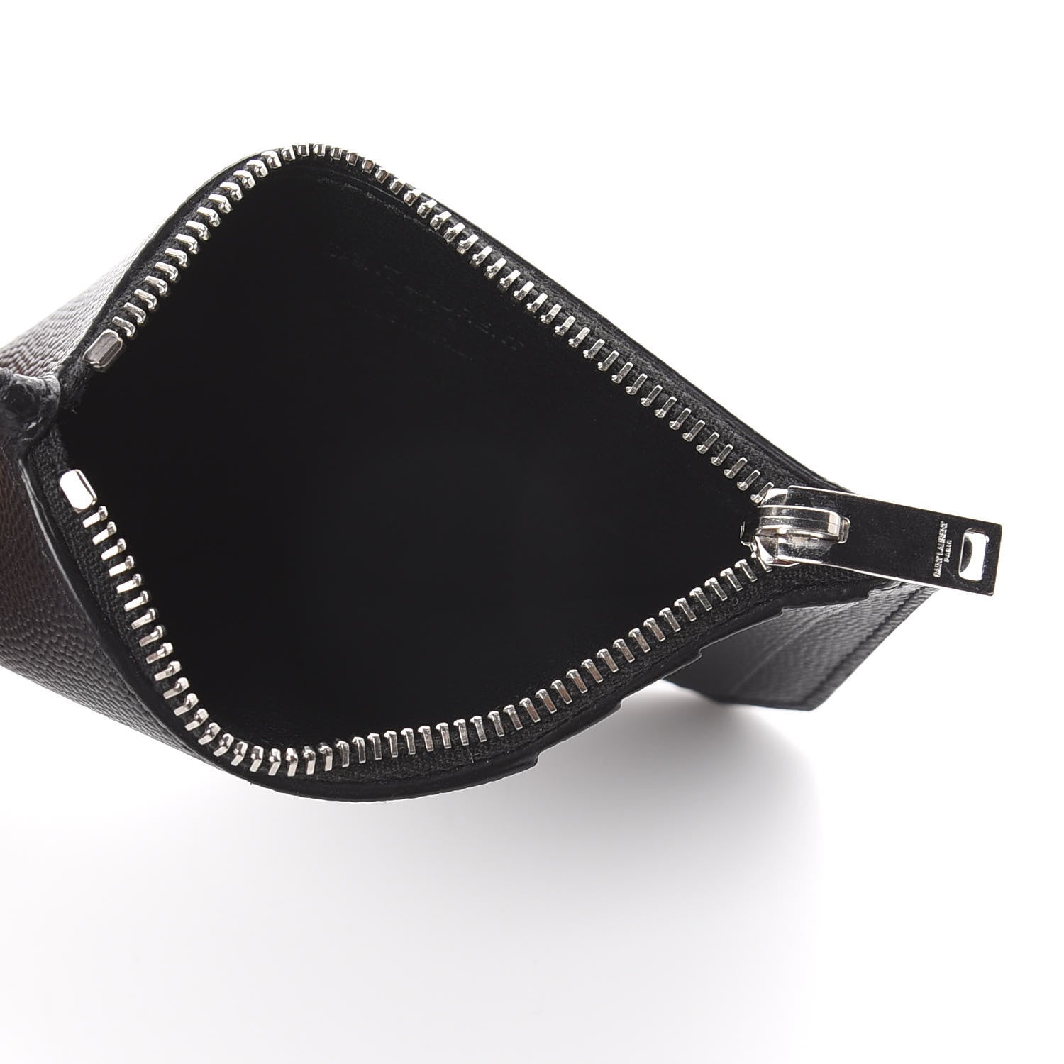 Saint Laurent Grained Calfskin 5 Fragments Zip Pouch Card Holder Black 4 of 5