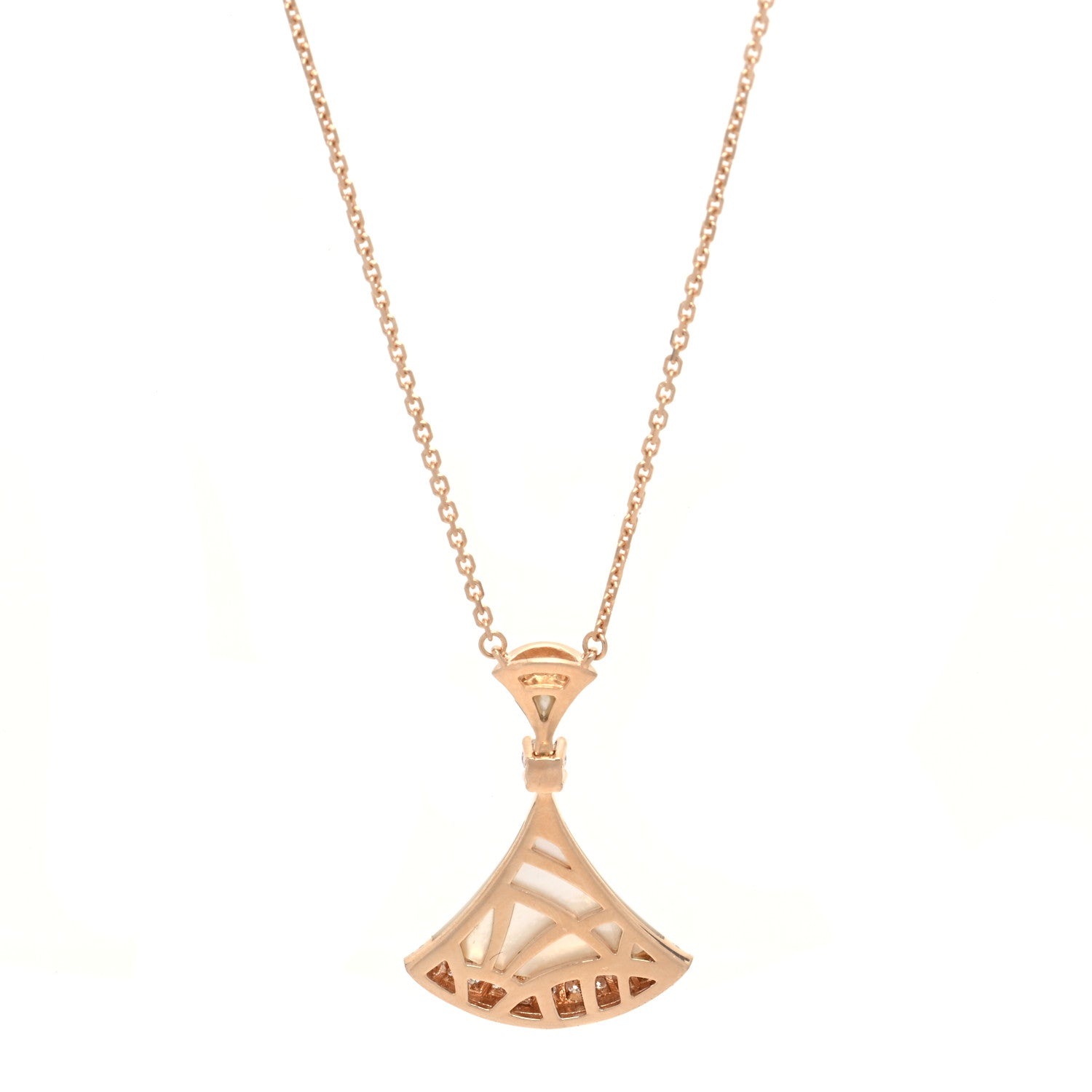 Bulgari 18K Rose Gold Diamond Large Mother of Pearl Divas' Dream Pendant Necklace 4 of 7