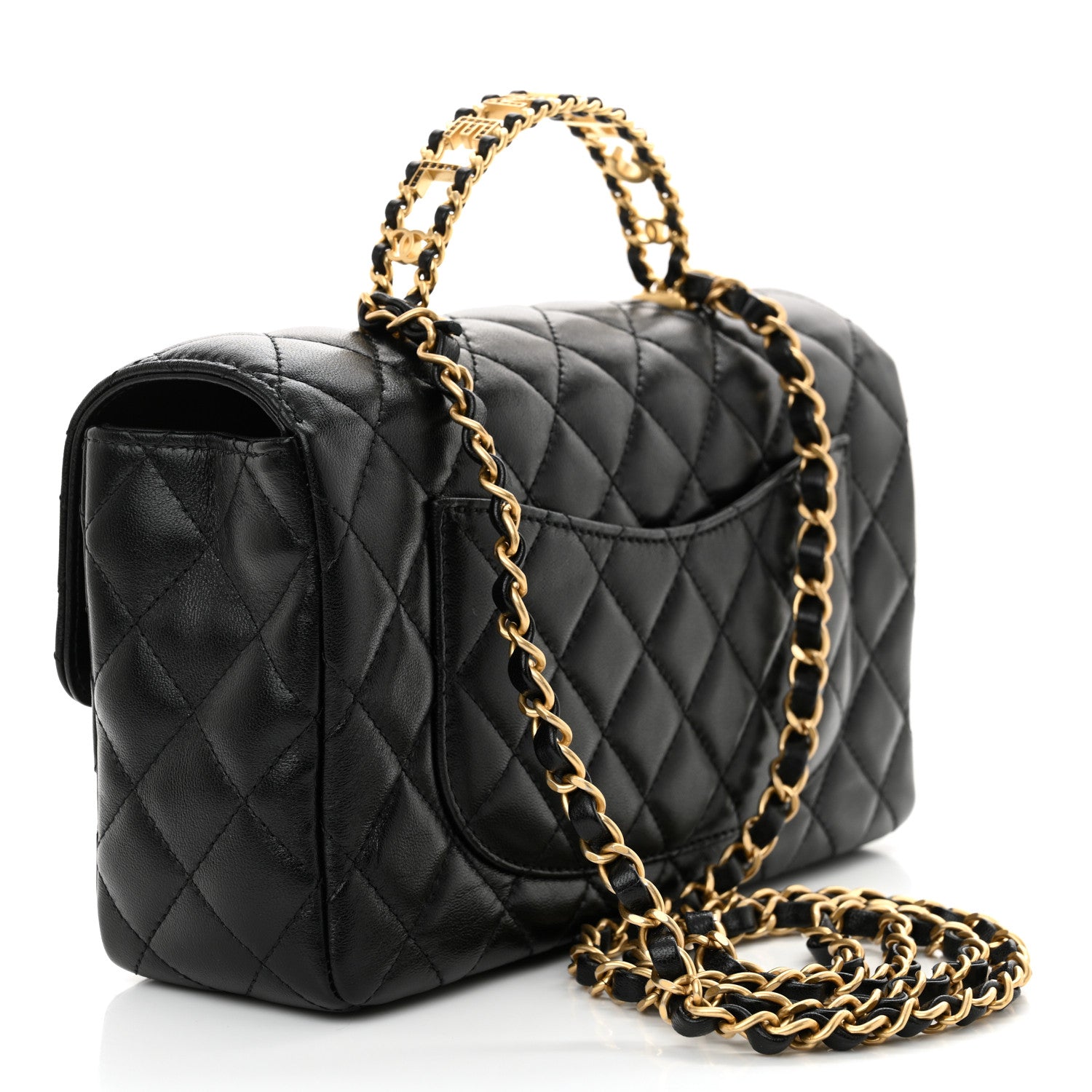 Chanel Lambskin Quilted Small Strass On Top Flap Bag Black 3 of 11