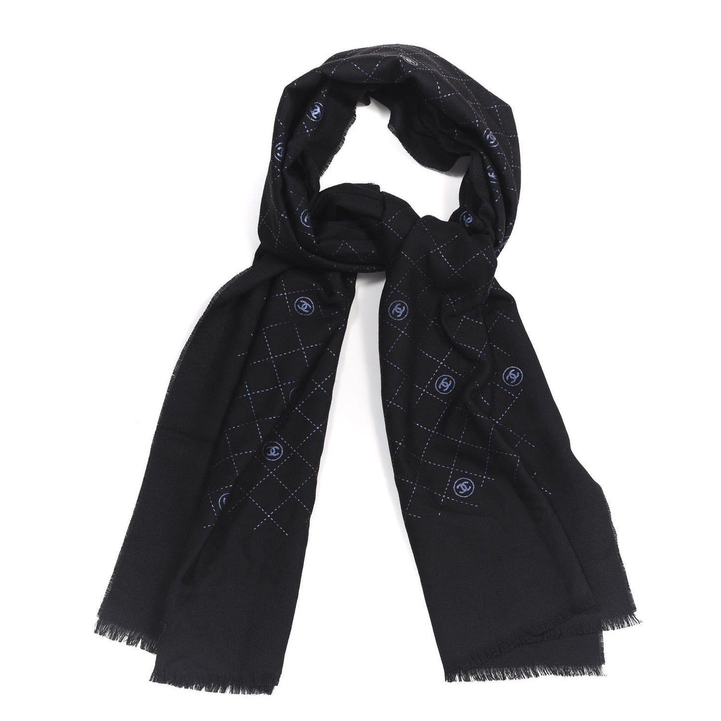 Wool Quilt Print Stole Black