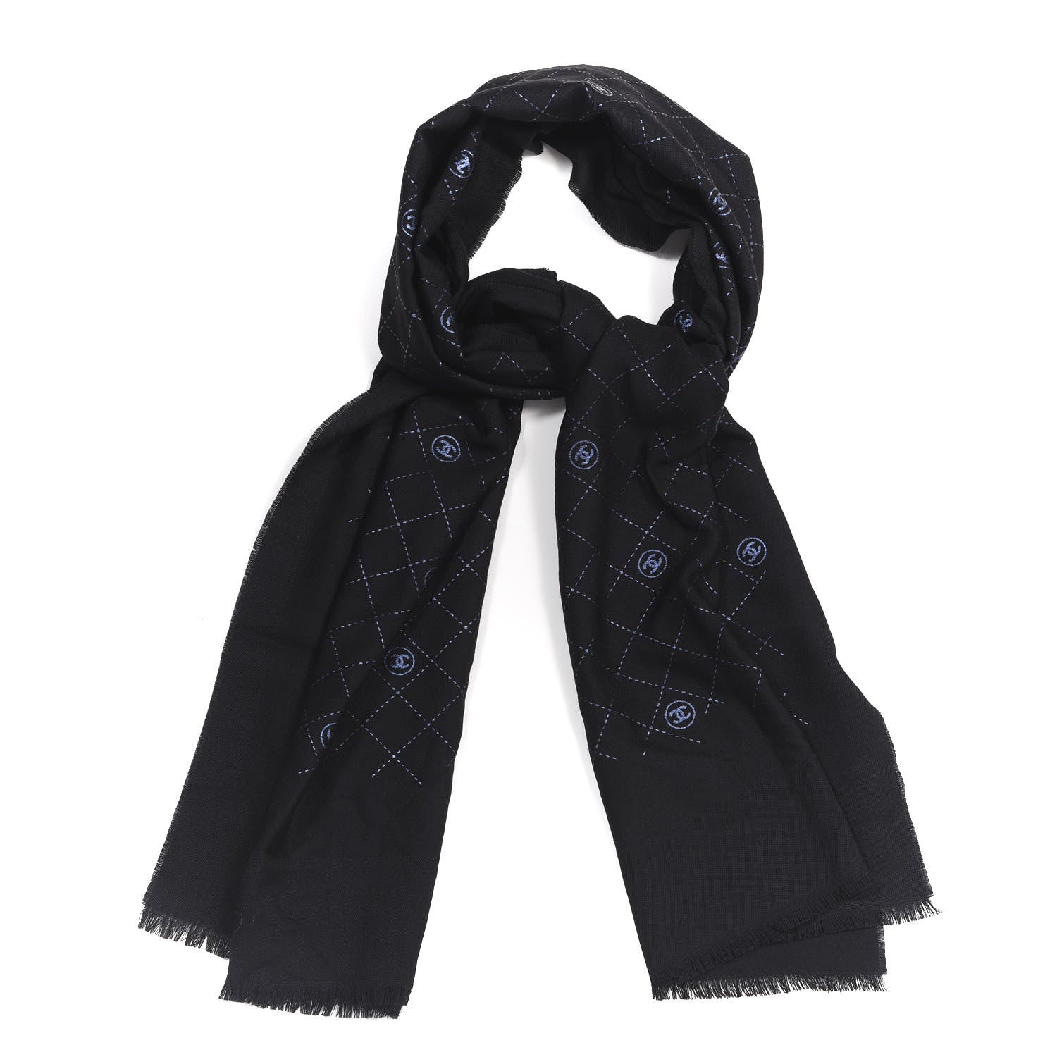 Chanel Wool Quilt Print Stole Black 1 of 5