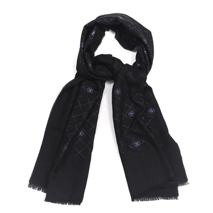 Chanel Wool Quilt Print Stole Black 1 of 5