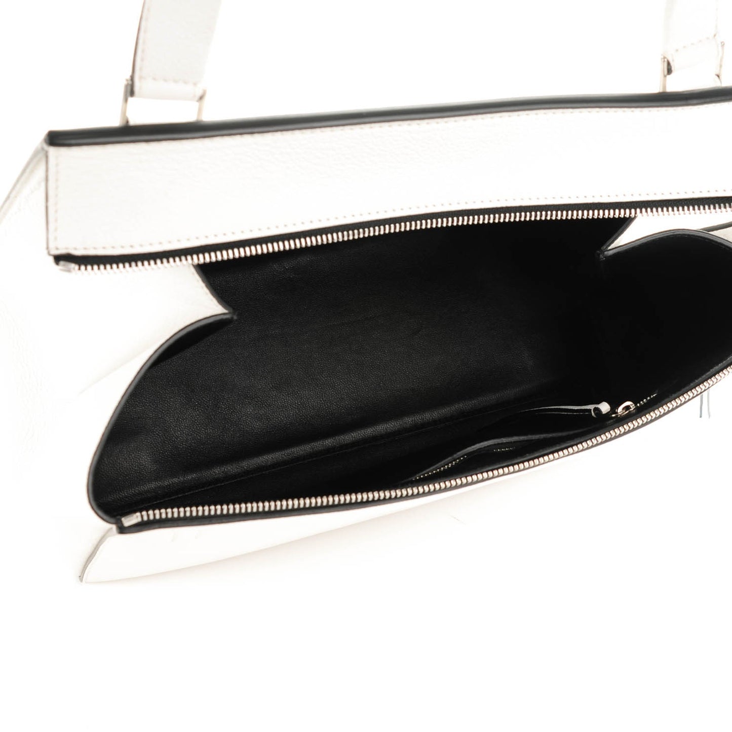 Grained Calfskin Medium Edge Shoulder Bag White