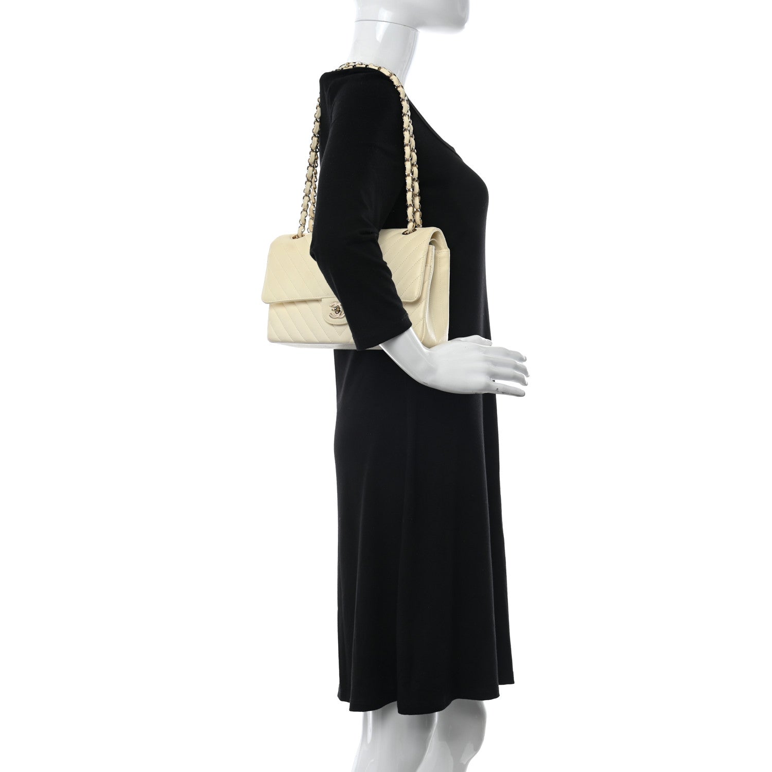 Chanel Lambskin Chevron Quilted Medium Double Flap Ivory 2 of 24