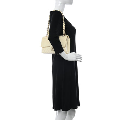Chanel Lambskin Chevron Quilted Medium Double Flap Ivory 2 of 24