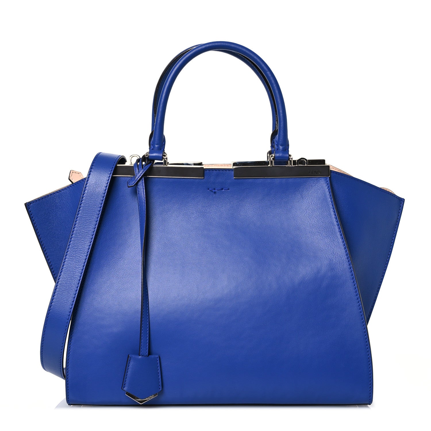 Fendi Vitello Dolce Shiny Nappa Petite 3Jours Tote Blue Neon Rosa Plaster 1 of 14