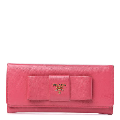 Prada Saffiano Bow Continental Wallet Peonia 1 of 13