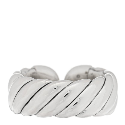 David Yurman Sterling Silver Diamond Sculpted Open Cable Ring 54 7 3 of 4