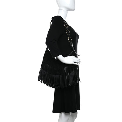 Saint Laurent Suede Boheme Fringe Hobo Black 2 of 11