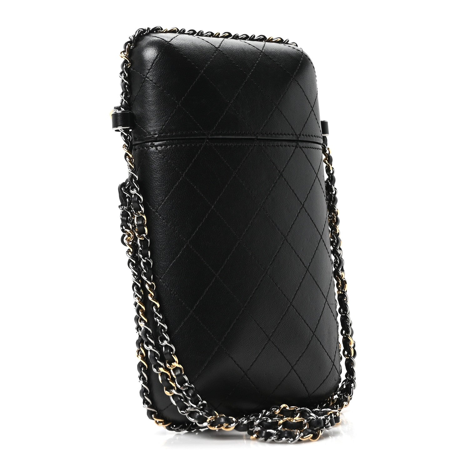 Chanel Lambskin Quilted Chain Around Phone Holder Black 3 of 10