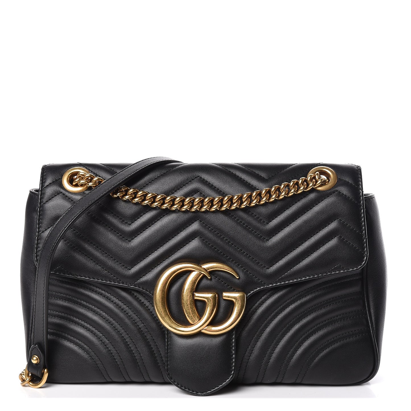 Calfskin Matelasse Medium GG Marmont Shoulder Bag Black