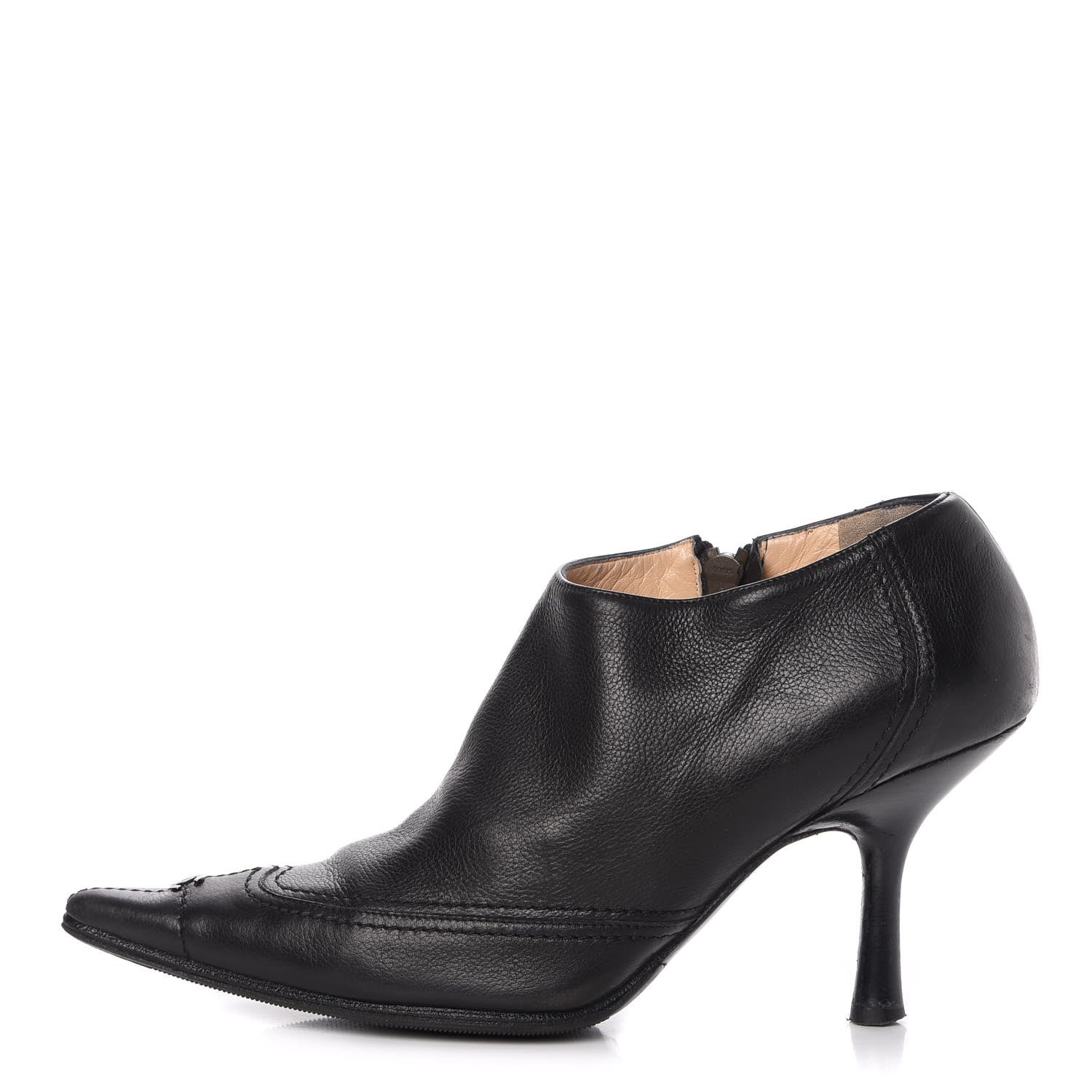 Chanel Calfskin Pointed Toe CC Short Boots 37 Black 1 of 15