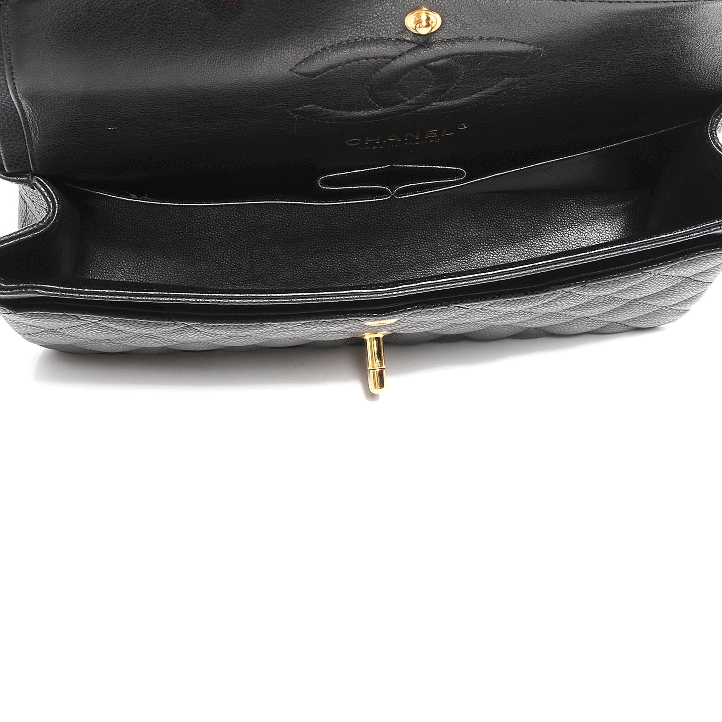 Caviar Quilted Medium Double Flap Black