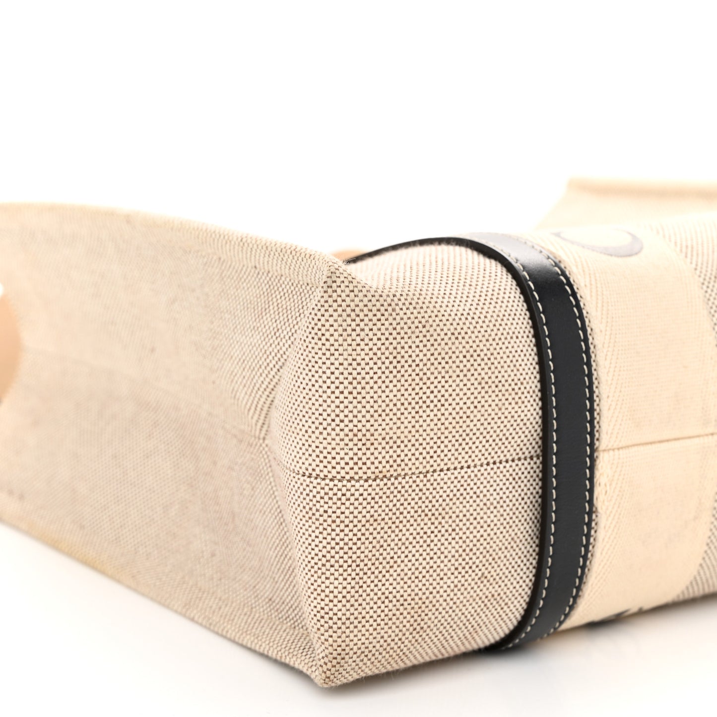 Cotton Calfskin Medium Woody Ribbon Tote White Blue