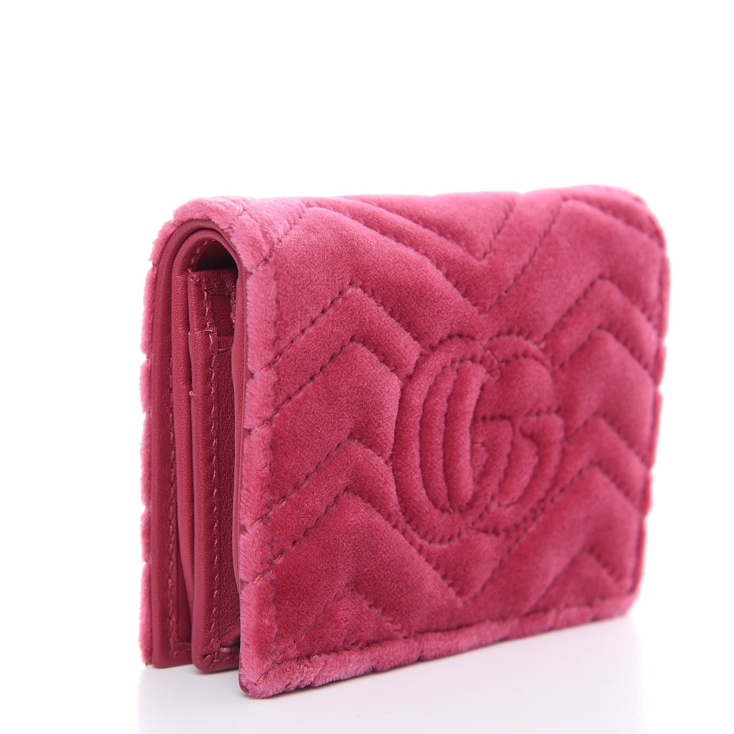 Gucci Velvet Matelasse Pearl Love Embroidered GG Marmont Card Case Wallet Light Raspberry Rose 3 of 9