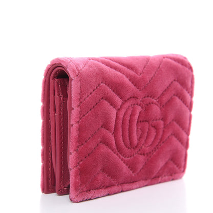 Gucci Velvet Matelasse Pearl Love Embroidered GG Marmont Card Case Wallet Light Raspberry Rose 3 of 9