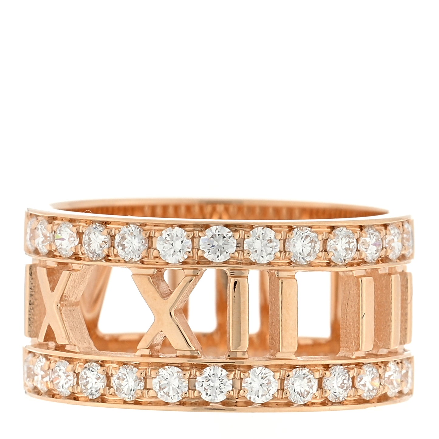 18K Rose Gold Diamond Wide Atlas Open Ring 48 4.5
