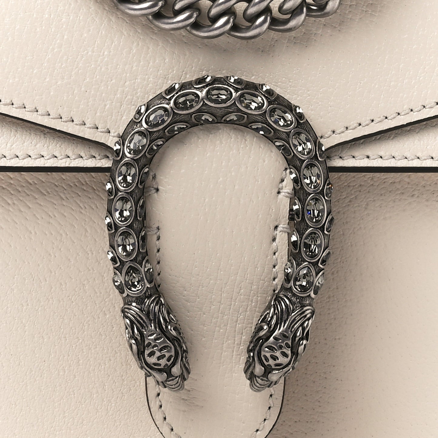 Dollar Calfskin Crystal Mini Dionysus Shoulder Bag Mystic White Black Diamond