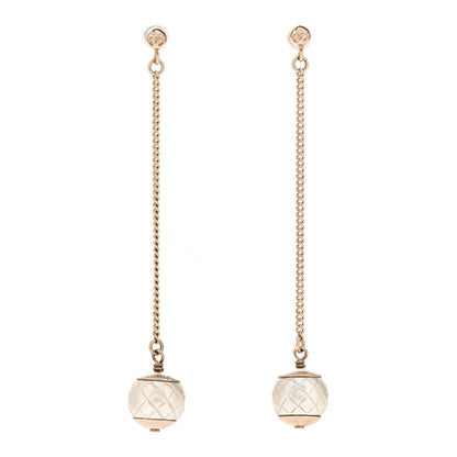 Chanel Metal Pearl Quilted CC Drop Earrings Gold 1 of 5