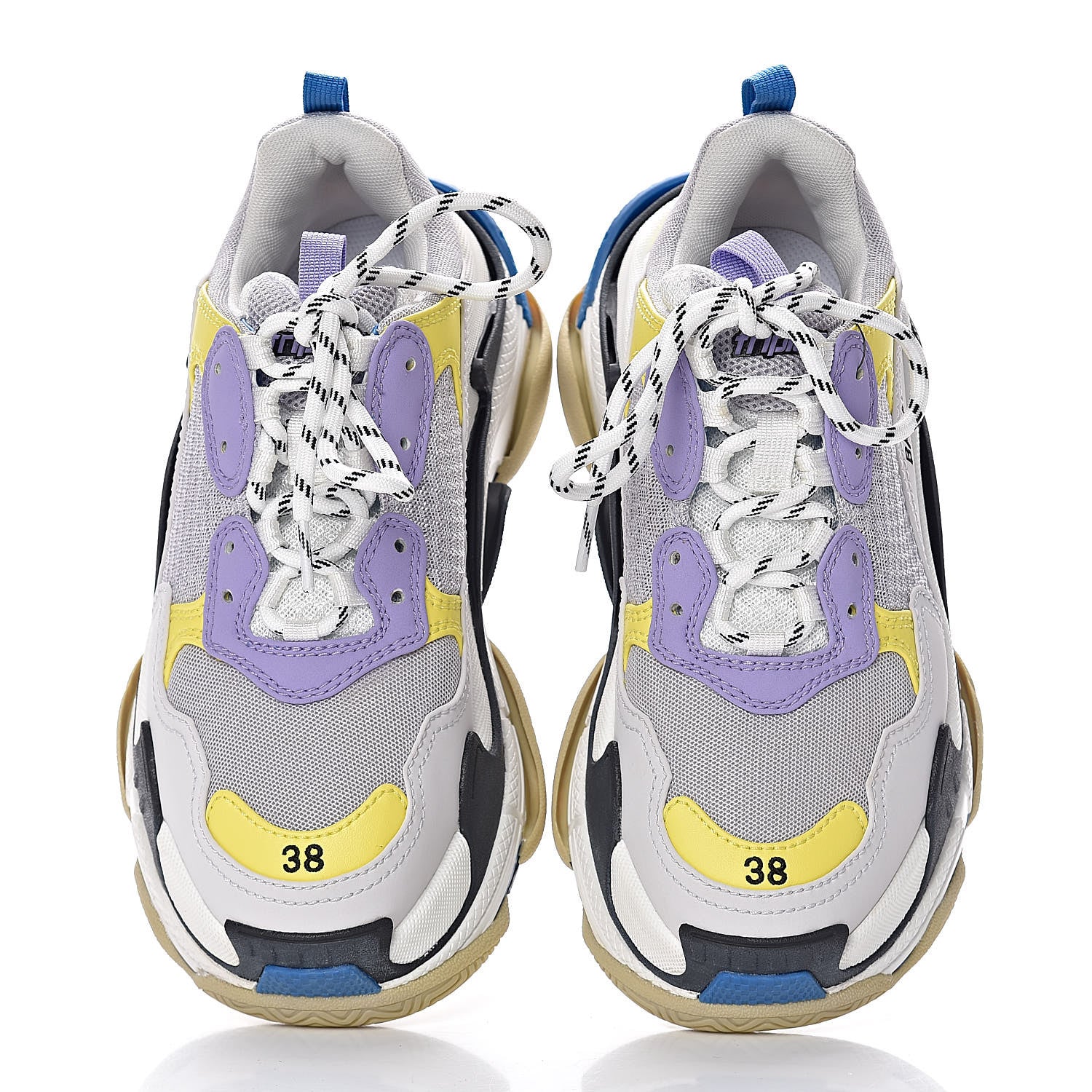 Balenciaga Fabric Mesh Womens Triple S Sneakers 38 White Purple Yellow 9 of 9