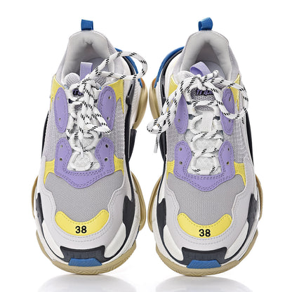Balenciaga Fabric Mesh Womens Triple S Sneakers 38 White Purple Yellow 9 of 9