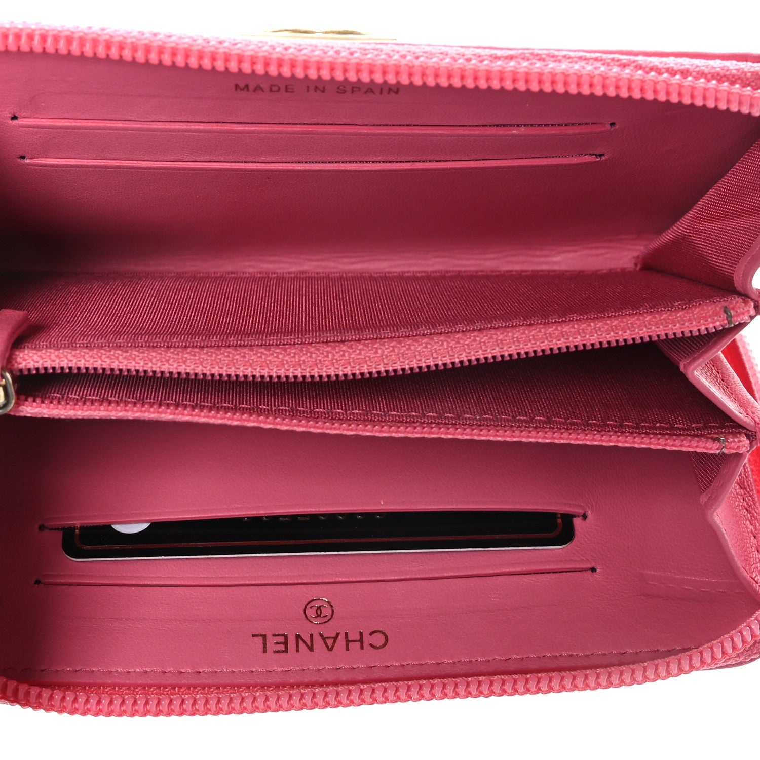Chanel Lambskin Quilted Small Boy Zip Around Wallet Pink 5 of 8
