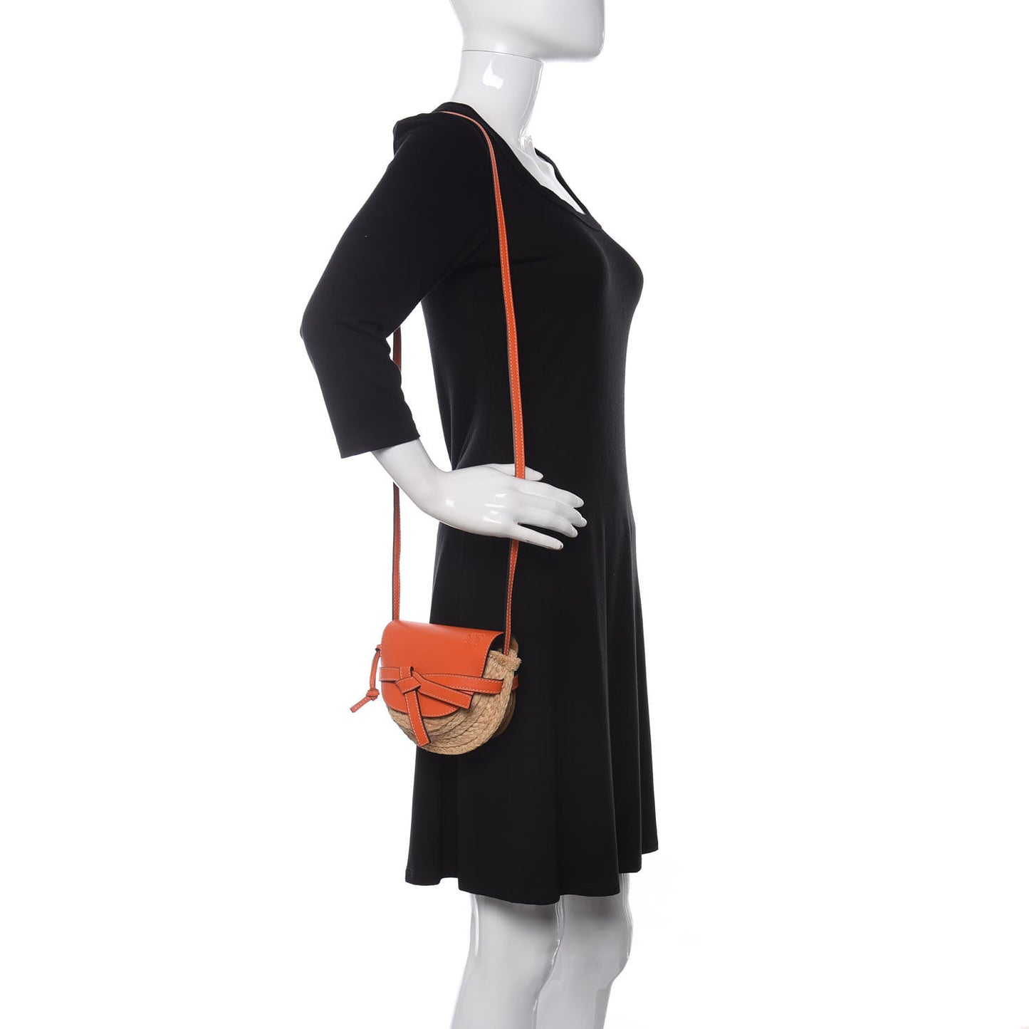 Calfskin Raffia Mini Gate Crossbody Bag Light Natural Orange