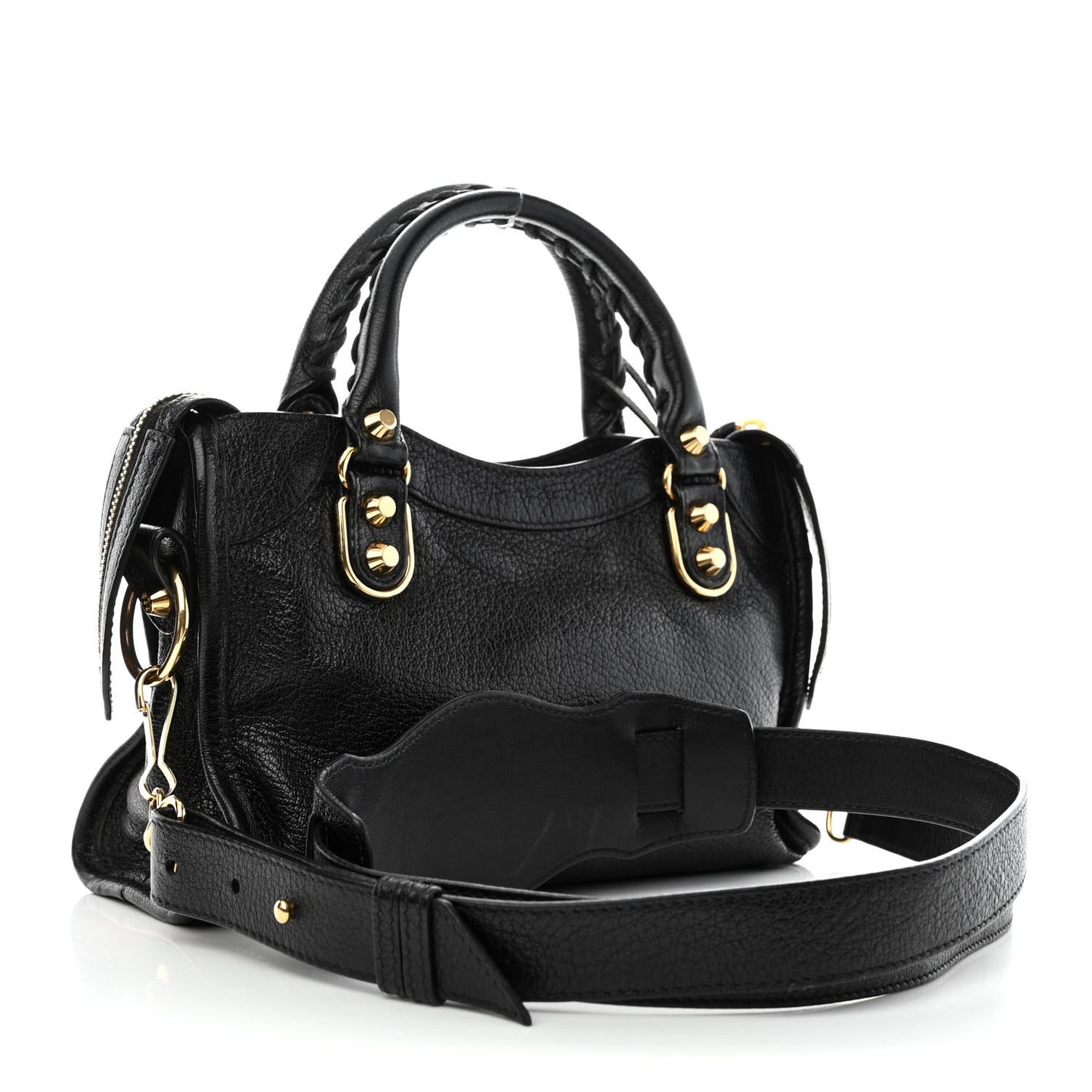 Chevre Gold Metallic Edge Hardware Mini City Black
