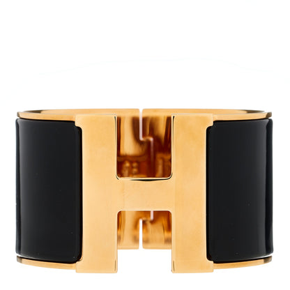 Hermes Enamel Extra Wide Clic Clac H Bracelet PM Black 1 of 6