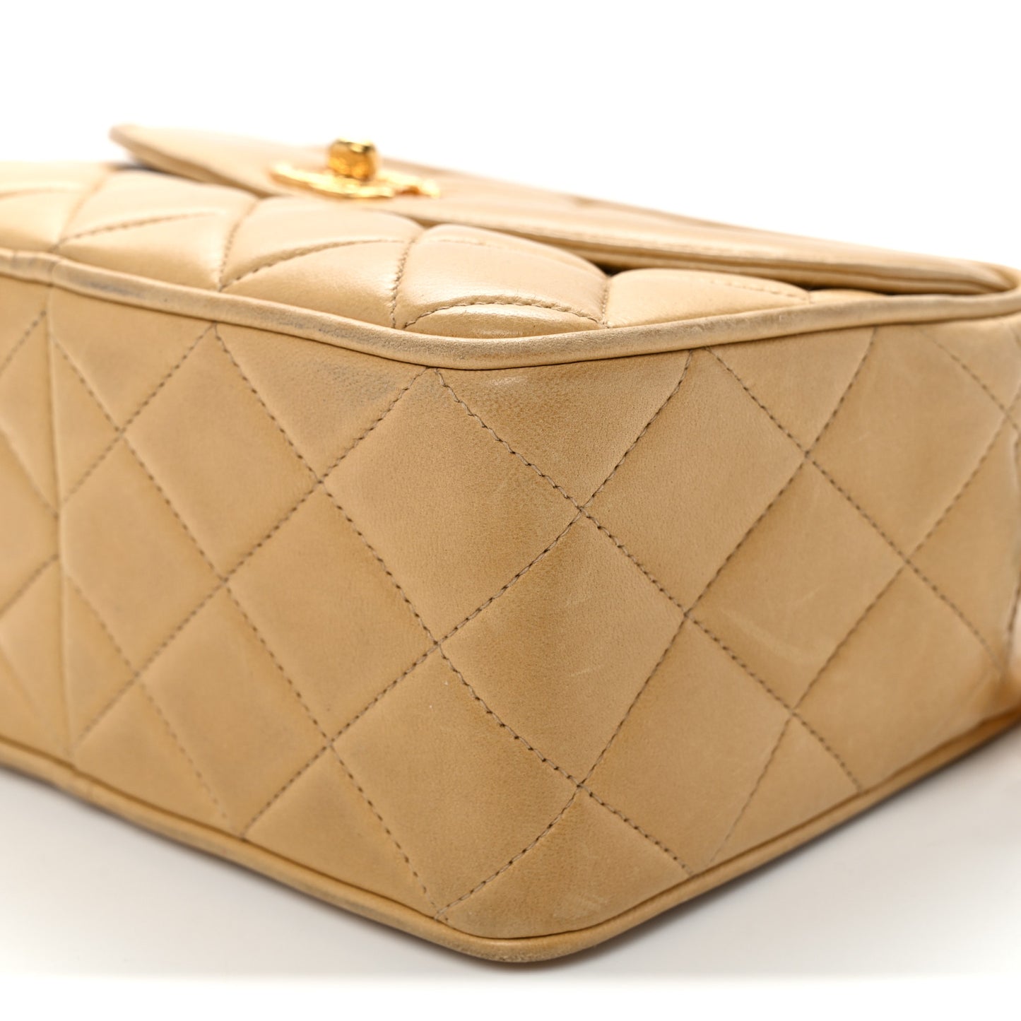 Lambskin Quilted Tassel Flap Camera Bag Light Beige