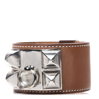Hermes Barenia Collier De Chien CDC Bracelet L Fauve 1 of 9