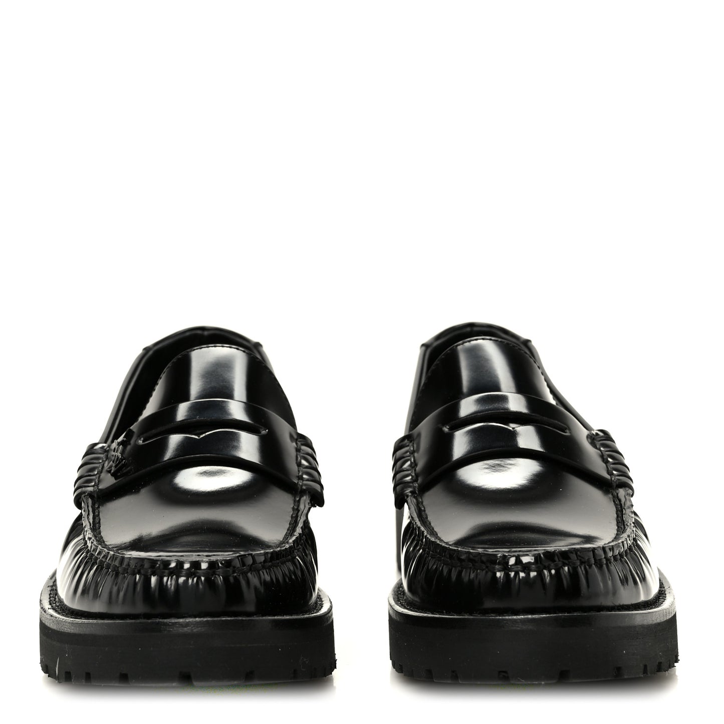Glazed Calfskin Le Loafer 15 Penny Slippers 37 Black