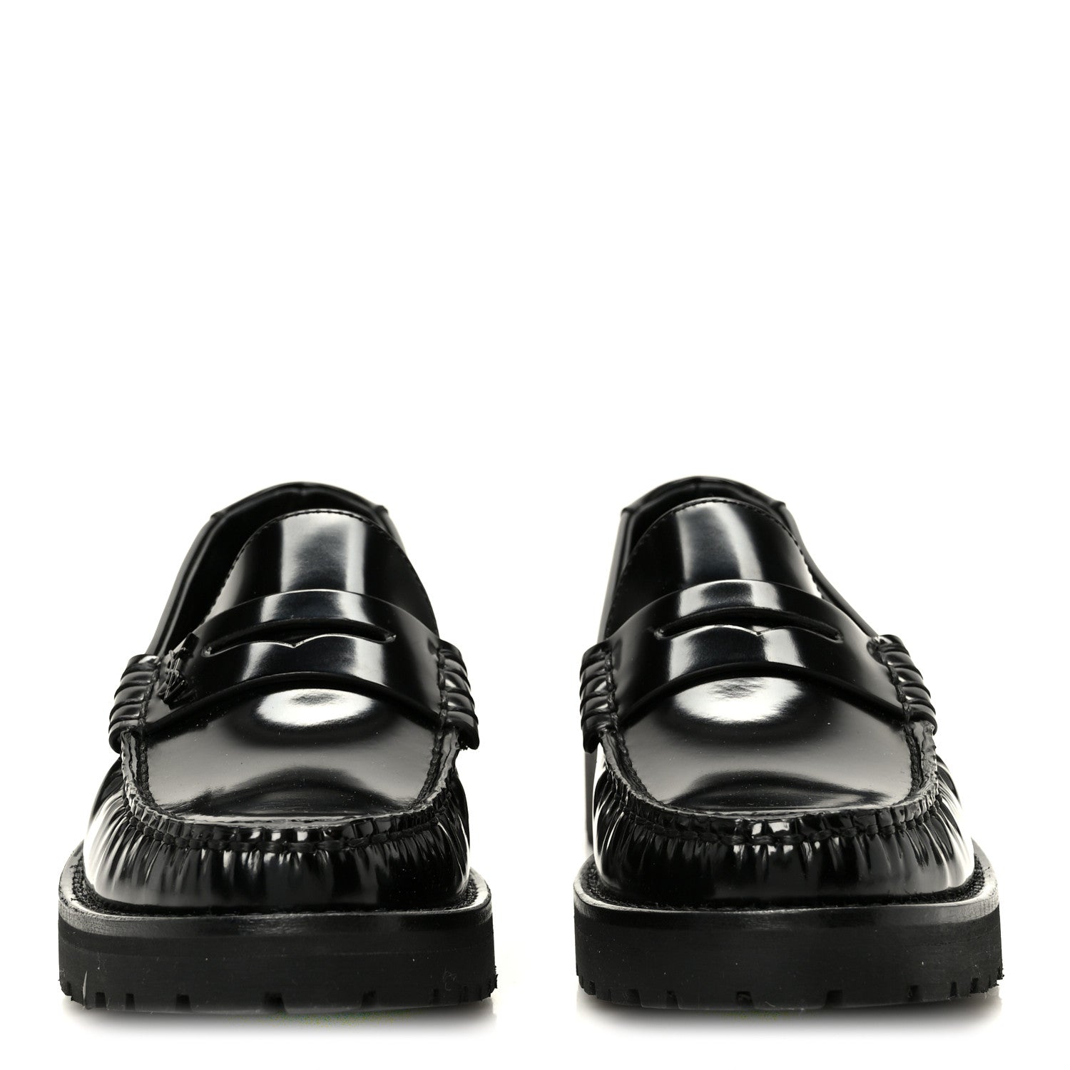 Saint Laurent Glazed Calfskin Le Loafer 15 Penny Slippers 37 Black 3 of 10