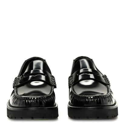 Saint Laurent Glazed Calfskin Le Loafer 15 Penny Slippers 37 Black 3 of 10