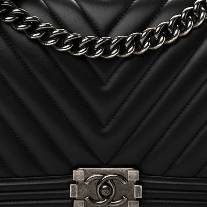 Chanel Calfskin Chevron Quilted New Medium Boy Flap Black 8 of 11