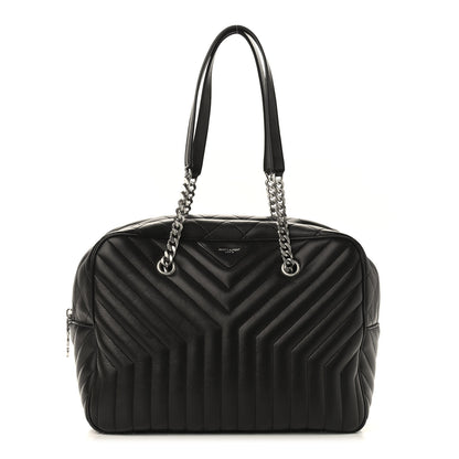 Saint Laurent Lambskin Mixed Matelasse Joan Bowling Bag Black 1 of 8