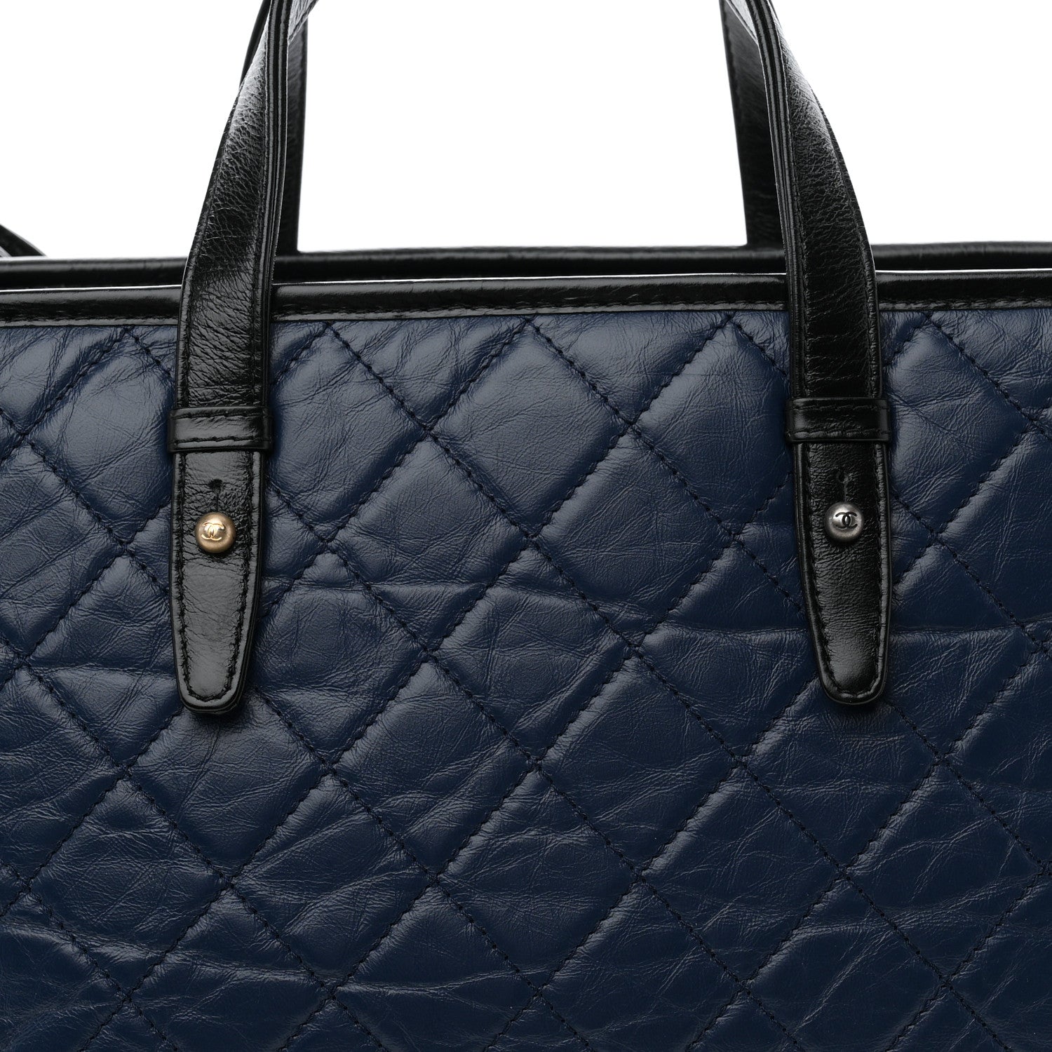 Chanel Aged Calfskin Quilted Large Gabrielle Shopping Tote Navy Black 8 of 10