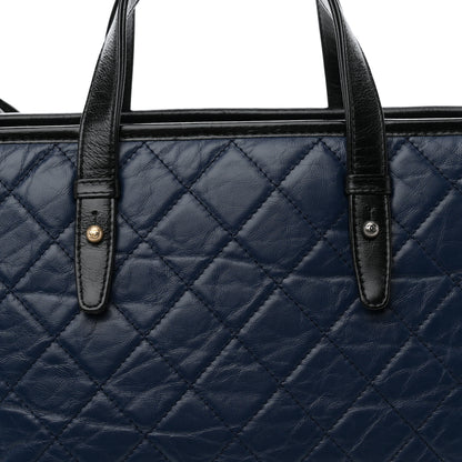 Chanel Aged Calfskin Quilted Large Gabrielle Shopping Tote Navy Black 8 of 10