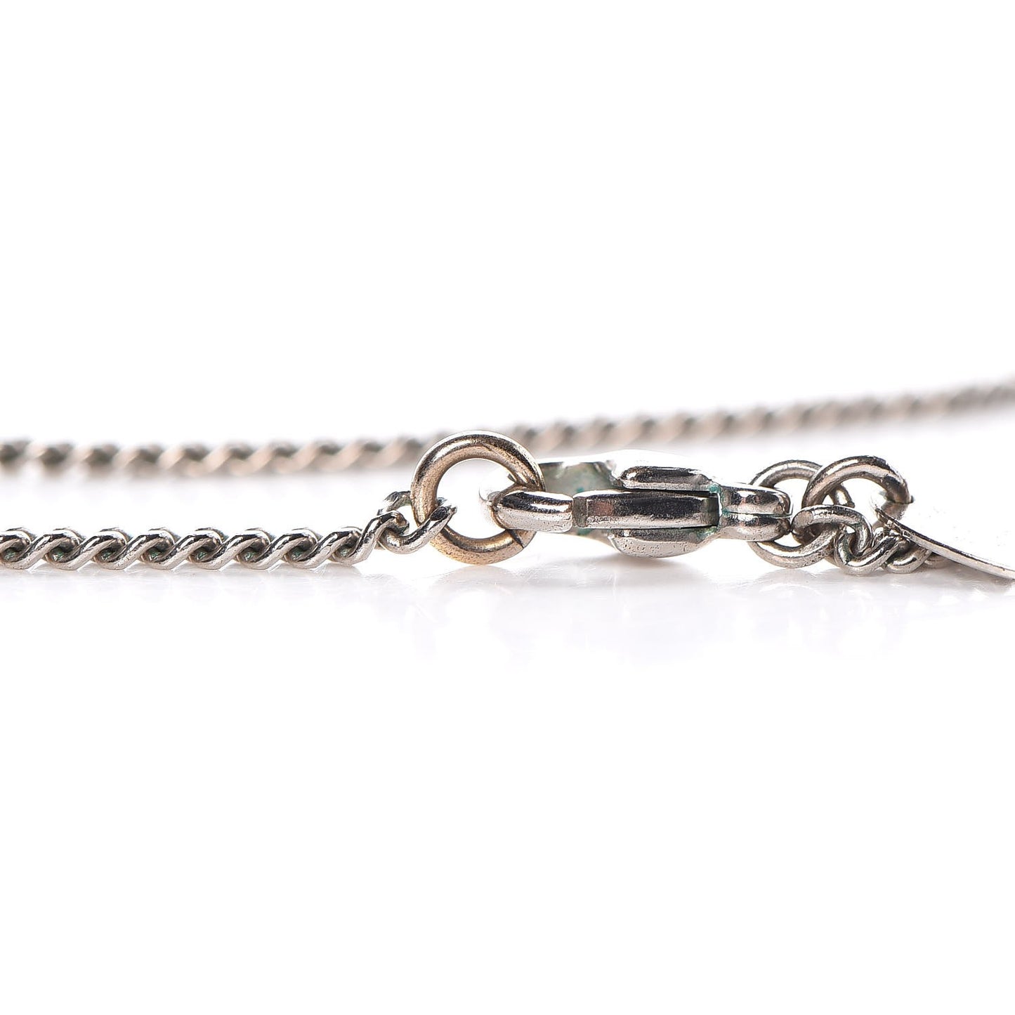 Crystal Mini Heart CC Necklace Silver