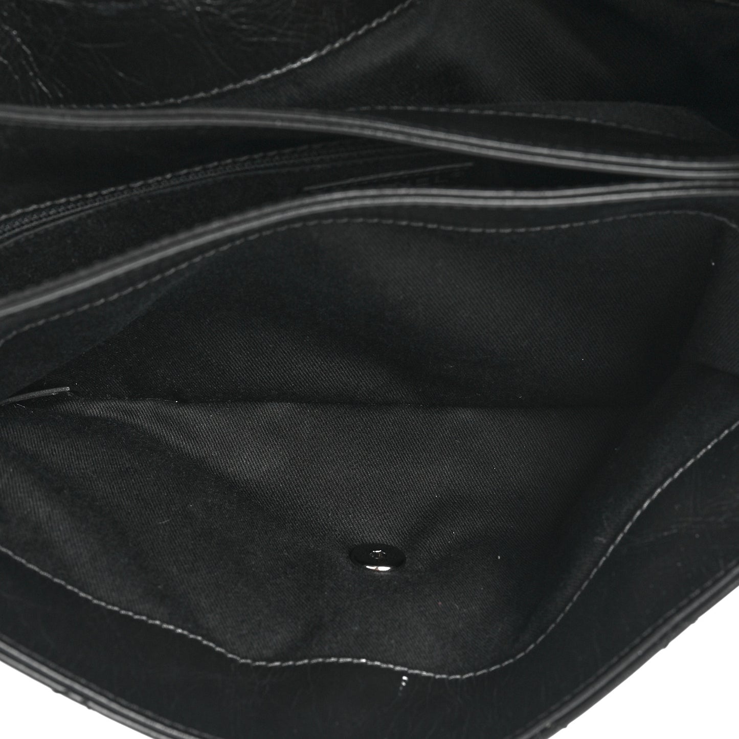 Glazed Calfskin Quilted Large Lady Pearly Flap Black