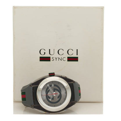 Gucci Stainless Steel Rubber 46mm Sync Web Quartz Watch Grey 6 of 6