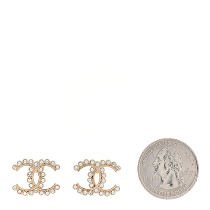 Chanel Crystal CC Earrings Light Gold 2 of 5