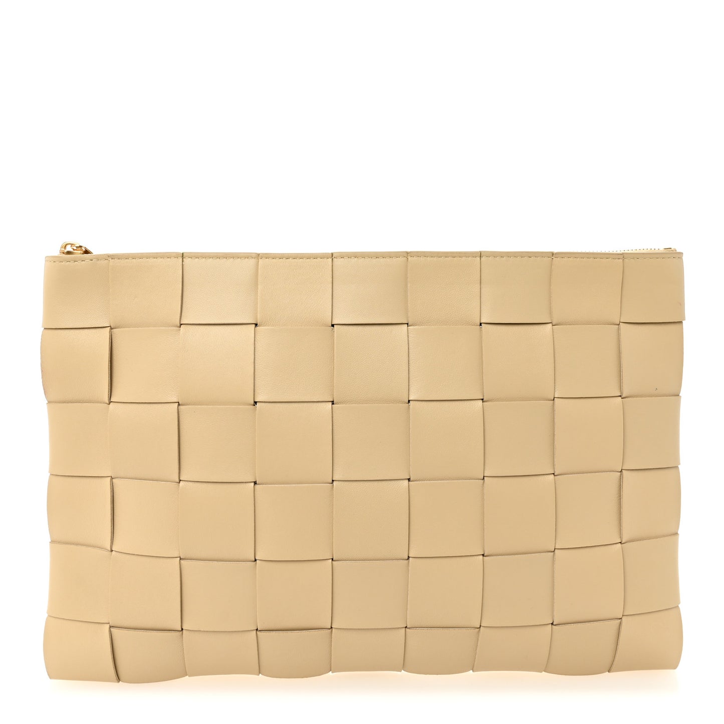 Nappa Maxi Intrecciato Large Cassette Flat Zip Pouch Porridge
