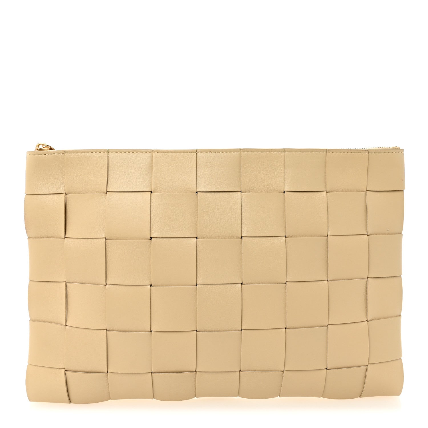 Bottega Veneta Nappa Maxi Intrecciato Large Cassette Flat Zip Pouch Porridge 1 of 11
