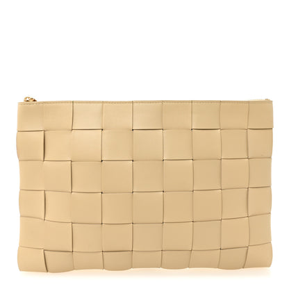 Bottega Veneta Nappa Maxi Intrecciato Large Cassette Flat Zip Pouch Porridge 1 of 11