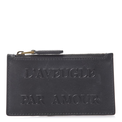 Gucci Calfskin L'Aveugle Par Amour Embossed Coin Case Card Holder Black 1 of 6