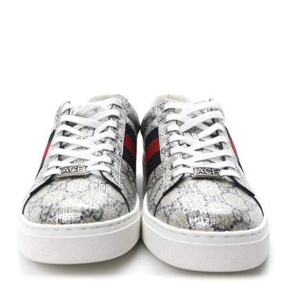 Gucci GG Supreme Monogram Metal Web Mens Ace Sneakers 7.5 Beige Blue Silver 3 of 11