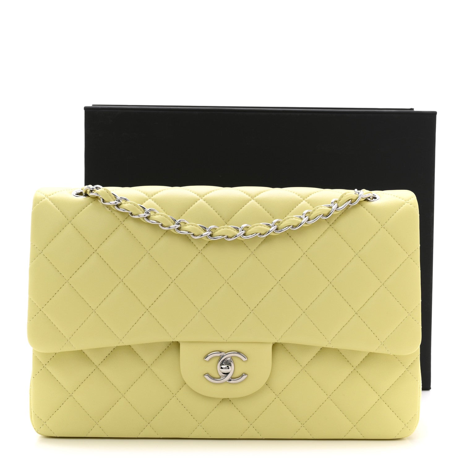 Chanel Lambskin Quilted Jumbo Double Flap Yellow 1878729