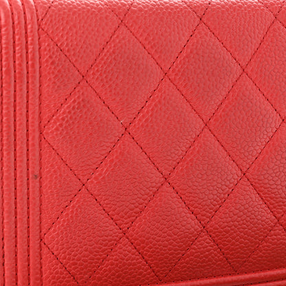 Chanel Caviar Quilted Boy Wallet On Chain WOC Red 13 of 13