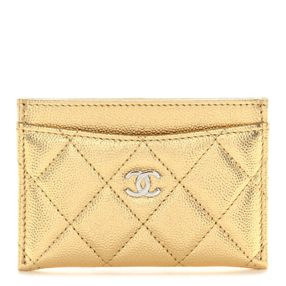 Chanel Metallic Caviar Quilted Card Holder Gold 1 of 8
